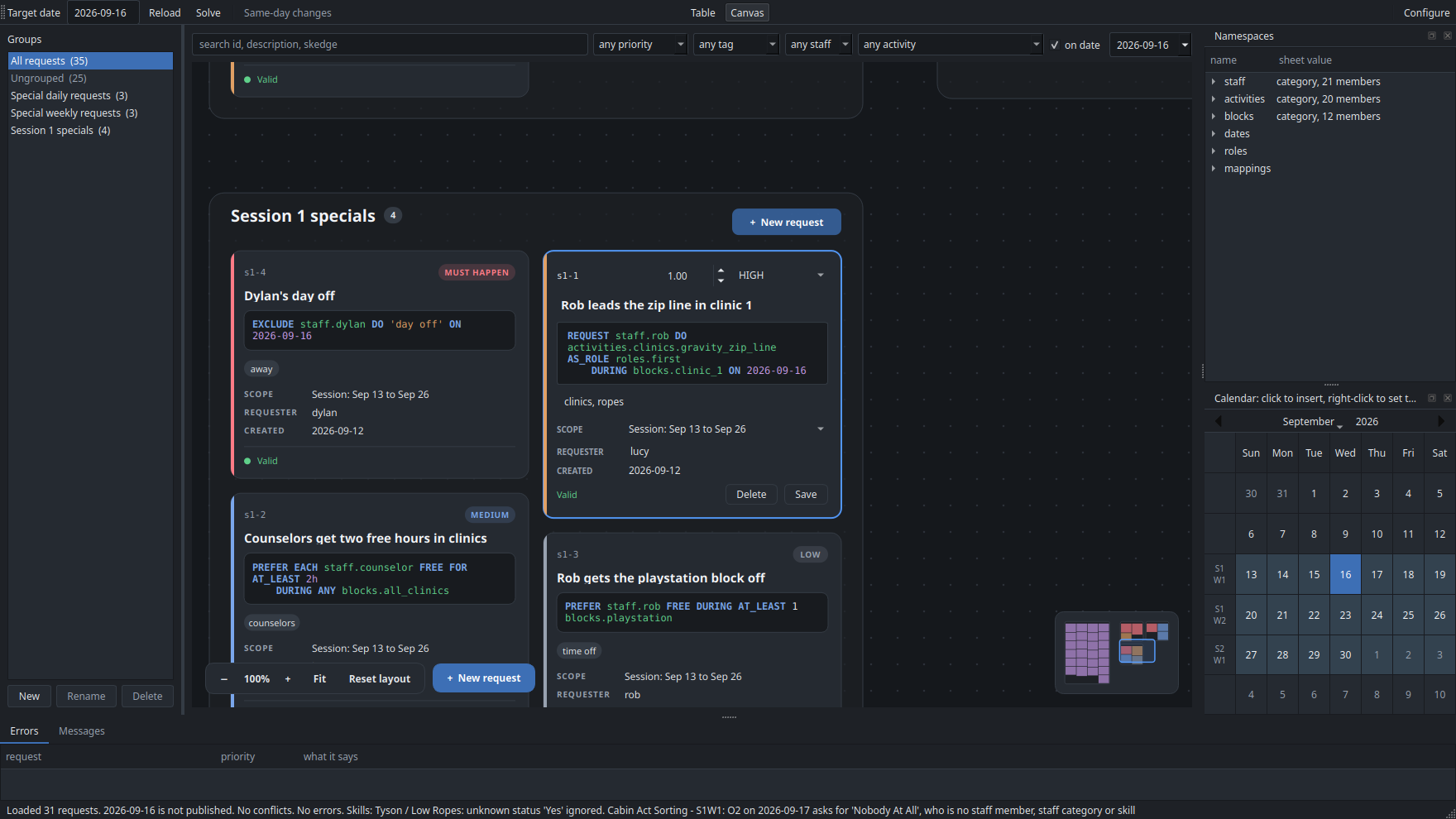 The request manager's canvas